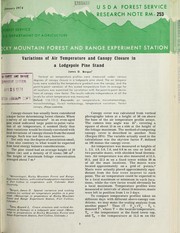 Cover of: Variations of air temperature and canopy closure in a lodgepole pine stand by James D. Bergen