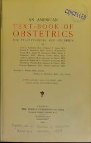 Cover of: An American text-book of obstetrics by J. C. Cameron, Richard C. Norris, Robert Latou Dickinson
