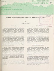 Cover of: Lumber production in Arizona and New Mexico, 1960