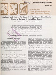 Cover of: Implants and sprays for control of ponderosa pine needle miner in foliage of individual trees