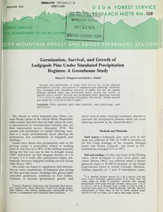 Cover of: Germination, survival, and growth of lodgepole pine under simulated precipitation regimes: a greenhouse study