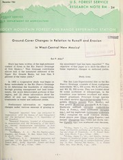 Cover of: Ground-cover changes in relation to runoff and erosion in west-central New Mexico by Earl F. Aldon