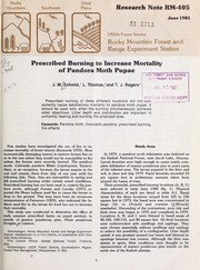 Cover of: Prescribed burning to increase mortality of pandora moth pupae