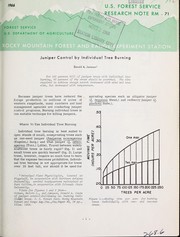 Cover of: Juniper control by individual tree burning