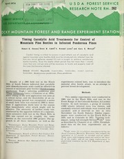 Cover of: Timing cacodylic acid treatments for control of mountain pine beetles in infested ponderosa pines