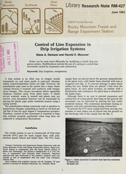 Cover of: Control of line expansion in drip irrigation systems