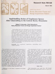 Cover of: Seed: seedling ratios of Engelmann spruce after clearcutting in the Central Rocky Mountains by R.R. Alexander