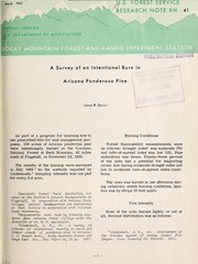 Cover of: Survey of an intentional burn in Arizona ponderosa pine