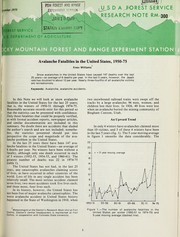 Cover of: Avalanche fatalities in the United States, 1950-75