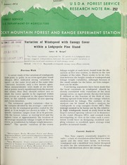Cover of: Variation of windspeed with canopy cover within a lodgepole pine stand