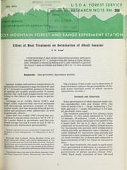 Cover of: Effect of heat treatment on germination of alkali sacaton