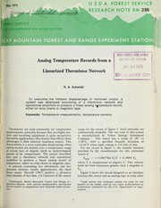 Cover of: Analog temperature records from a linearized thermistor network by R. A. Schmidt