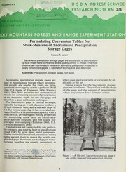 Cover of: Formulating conversion tables for stick-measure of Sacramento precipitation storage gages