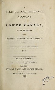 Cover of: A political and historical account of Lower  Canada by Pierre de Sales Laterrière