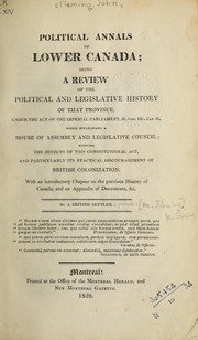Cover of: Political annals of Lower Canada by Fleming, John