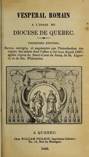 Cover of: Vespéral romain à l'usage du diocèse de Québec by Catholic Church, Catholic Church