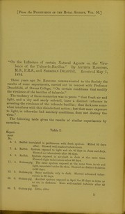 Cover of: On the influence of certain natural agents on the virulence of the tubercle-bacillus