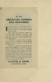 Cover of: Clovis and Gage [catalogue] to the american farmer and dairyman