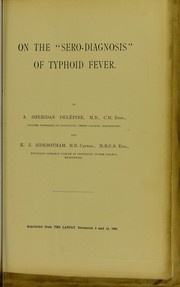 Cover of: On the "sero-diagnosis" of typhoid fever