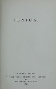 Cover of: Ionica