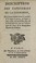 Cover of: Description des tapisseries de la couronne qui seront tendues toute la journée, si le temps le permet, le jeudi 15 juin 1786, le jour de la Fête-Dieu, & le jeudi suivant, jour de l'octave, dans les cours de la Manufacture royale des Gobelins