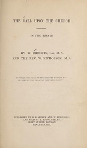 Cover of: The call upon the church considered in two essays