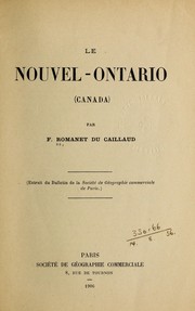 Cover of: Le nouvel-Ontario (Canada)