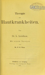 Cover of: Therapie der Hautkrankheiten