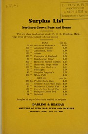 Cover of: Surplus list: Northern grown peas and beans
