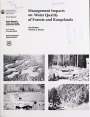 Cover of: Management impacts on water quality of forests and rangelands