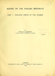 Cover of: Report on the English birthrate: Pt. I. England, north of the Humber