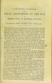 Cover of: On the phenomena and mechanism of the focal adjustment of the eye to distinct vision at different distances