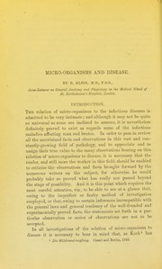 Cover of: Micro-organisms and disease