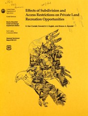Cover of: Effects of subdivision and access restrictions on private land recreation opportunities