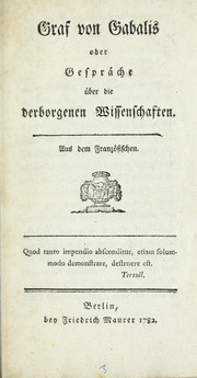 Cover of: Graf von Gabalis, oder, Gespr©Þche ©ơber die verborgenen Wissenschaften by Villars abbé de