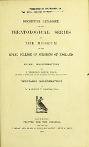 Cover of: Descriptive catalogue of the teratological series in the Museum of the Royal College of Surgeons of England