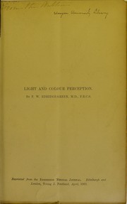 Cover of: Light and colour perception | F. W. Edridge-Green