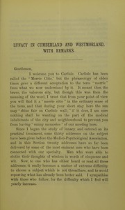 Cover of: Lunacy in Cumberland & Westmorland, with remarks | J. A. Campbell
