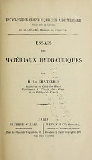 Cover of: Essais des matériaux hydrauliques