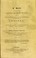 Cover of: A letter addressed to the Central Board of Health, written with the view of establishing rational principles for the treatment of cholera