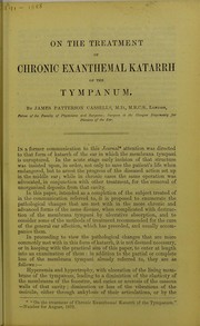 Cover of: On the treatment of chronic exanthemal katarrh of the tympanum