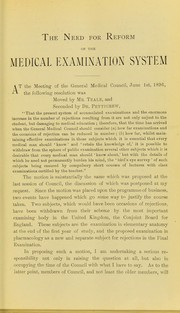 The need for reform of the medical examination system by T. Pridgin Teale