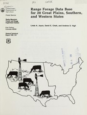 Cover of: Range forage data base for 20 Great Plains, Southern, and Western states