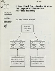 Cover of: A multilevel optimization system for large-scale renewable resource planning
