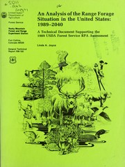 Cover of: An analysis of the range forage situation in the United States: 1989-2040