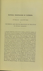 Cover of: Public lecture on "Plumbing and house drainage in relation to public health"