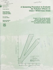 Cover of: A Screening procedure to evaluate air pollution effects on Class I  wilderness areas by Douglas G. Fox ... [et al.]