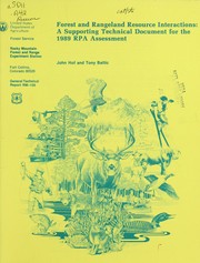 Cover of: Forest and rangeland resource interactions: a supporting technical document for the 1989 RPA assessment