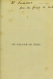 Cover of: On the manufacture of Balsam of Peru