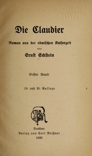 Cover of: Die Claudier: Roman aus der ro mischen kaiserzeit